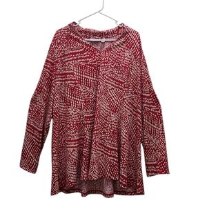 Susan Graver Liquid Knit Fuchsia and White Abstract Dotted Print Plus Size 2X